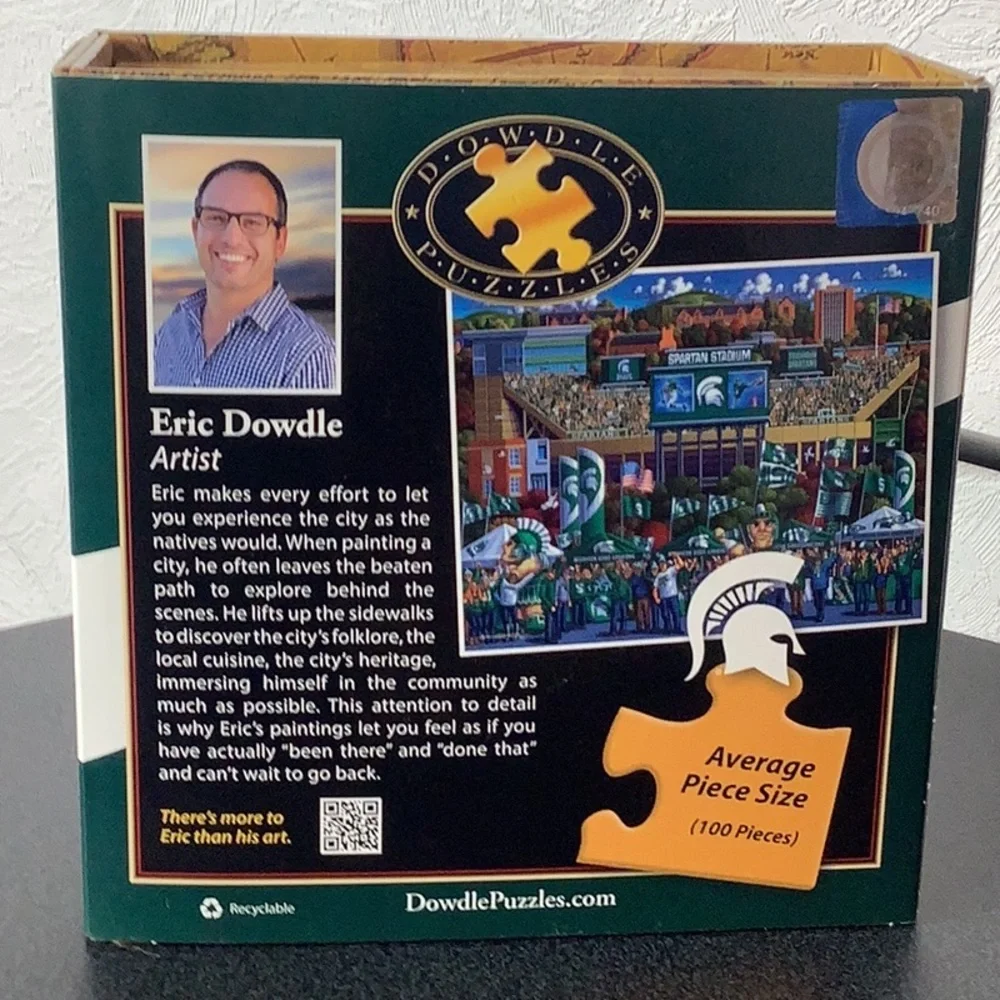 DOWDLE NEW - 100pc Puzzle - 16” x 20” when finished - Michigan State SPARTANS